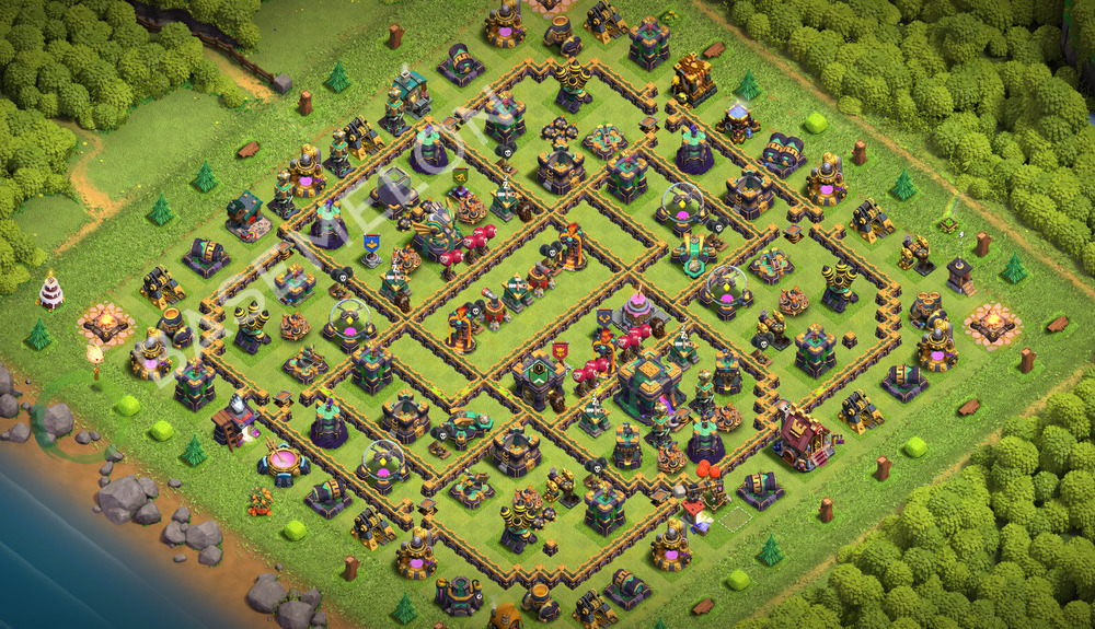 Town Hall Level 14 Trophy/Defense Base Design 2026, Anti 3 Stars, Layout #3851