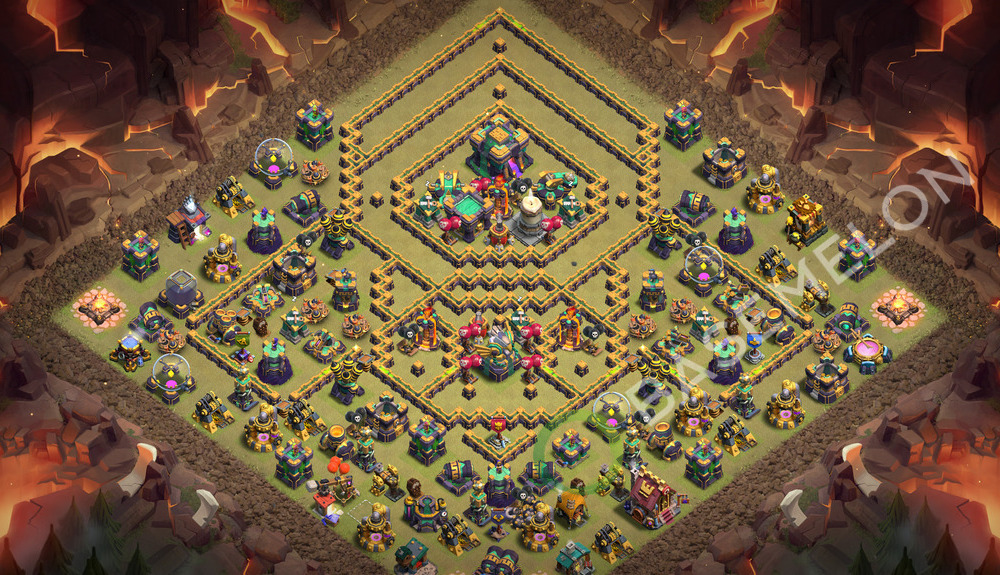 Town Hall Level 14 War Base Design 2026, Anti 2 Stars, Layout #3853