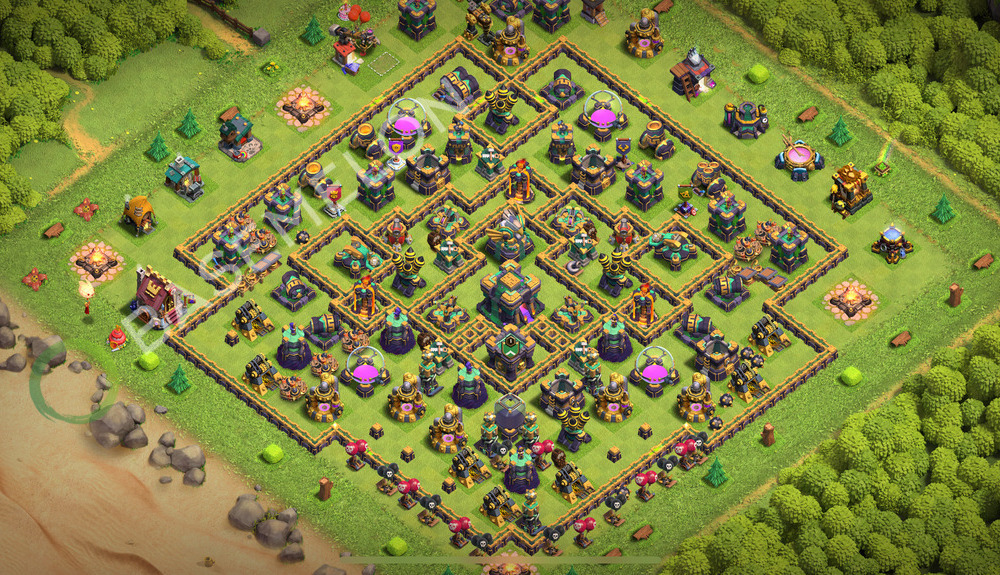 Town Hall Level 14 Trophy/Defense Base Design 2026, Anti 2 Stars, Anti Air, Layout #3907