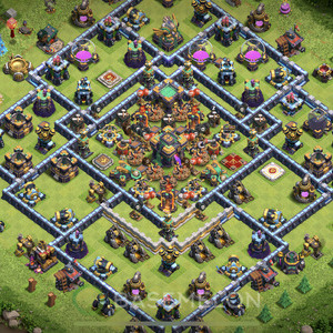 Town Hall Level 14 Trophy/Defense Base Design, Anti Everything, Hybrid, Layout #418