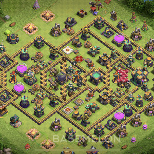 Rathaus Level 14 Farmen Base, Anti 3 Sterne, Anti Air, Layout #556