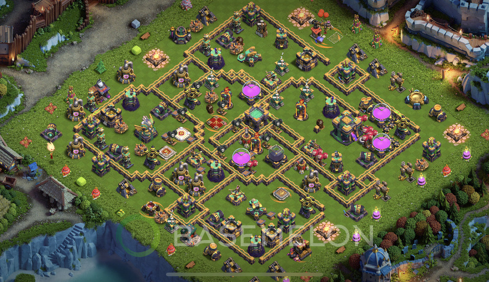 Town Hall Level 14 Trophy/Defense Base Design 2024, Anti 3 Stars, Hybrid, Layout #562