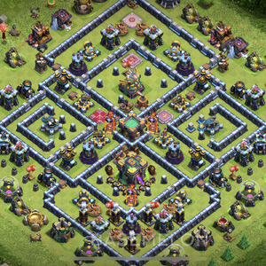 Rathaus Level 14 Verteidigung Base, Anti 3 Sterne, Legend Liga, Layout #584