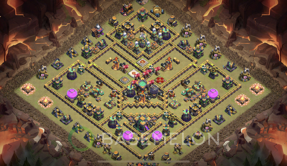 Town Hall Level 14 War Base Design 2024, Anti 3 Stars, Hybrid, Layout #637