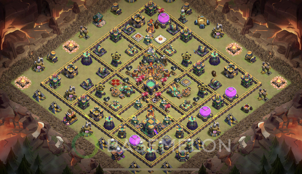 Town Hall Level 14 War Base Design 2024, Anti 3 Stars, Hybrid, Layout #638