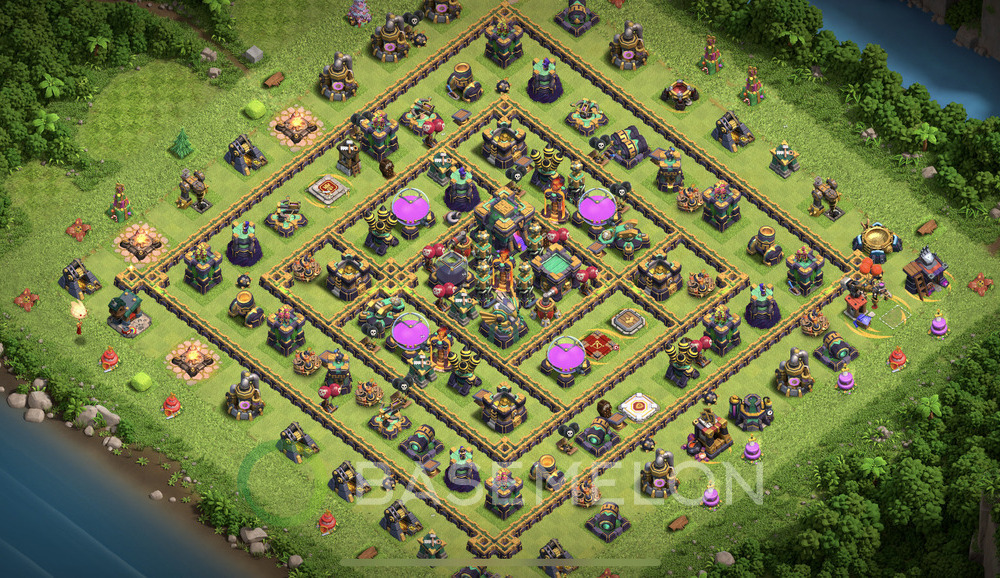 Town Hall Level 14 Trophy/Defense Base Design 2024, Anti 2 Stars, Layout #777