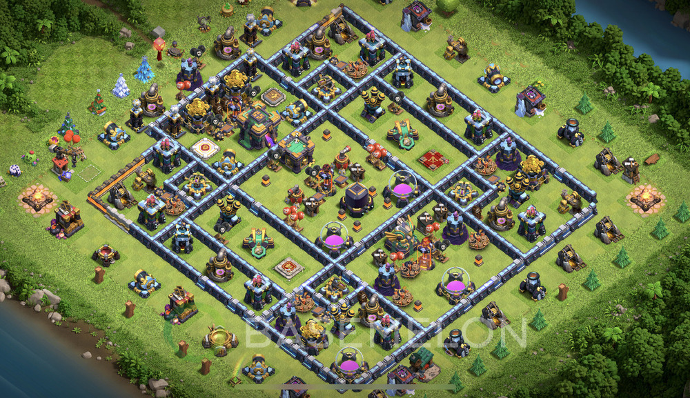 Town Hall Level 14 Farm Base Design 2024, Hybrid, Anti Everything, Layout #786