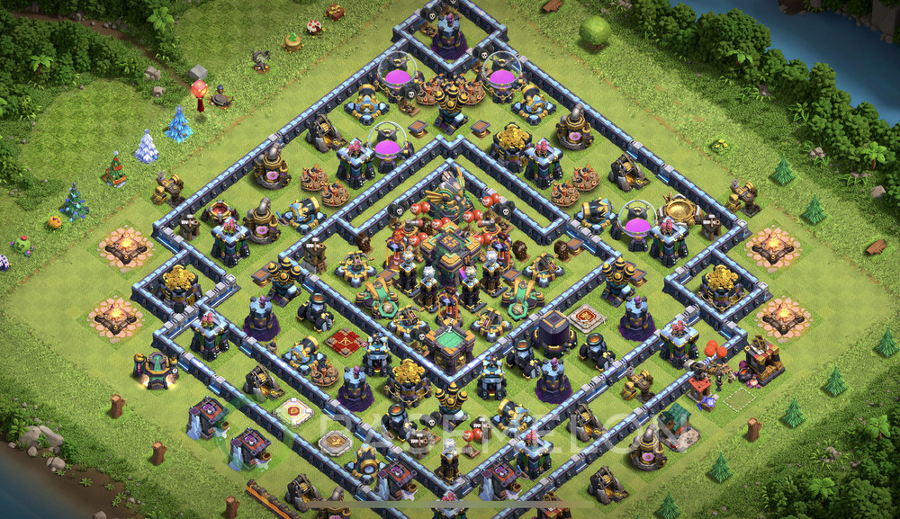 Town Hall Level 14 Trophy/Defense Base Design 2024, Anti 2 Stars, Hybrid, Layout #842