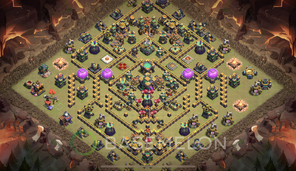 Town Hall Level 14 War Base Design 2025, Anti 2 Stars, Layout #918