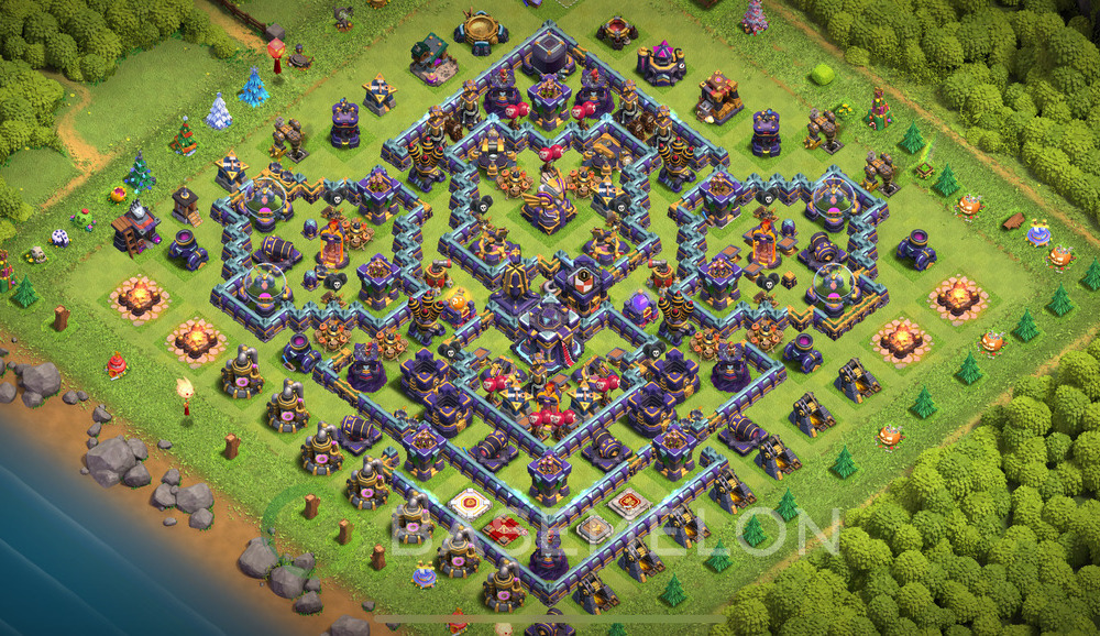 Rathaus Level 15 Verteidigung Base 2025, Anti 3 Sterne, Hybrid, Layout #1850