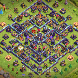 Town Hall Level 15 Trophy/Defense Base Design, Anti 2 Stars, Hybrid, Layout #323