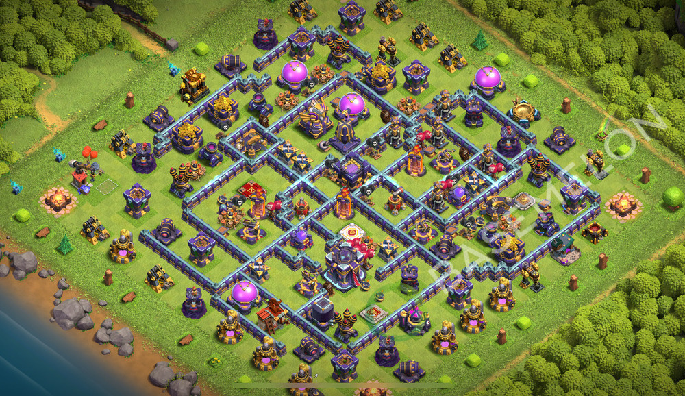 Town Hall Level 15 Trophy/Defense Base Design 2026, Anti 3 Stars, Hybrid, Layout #3337