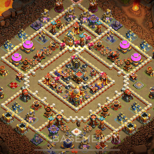 Town Hall Level 16 War Base Design 2025, Anti 3 Stars, Anti Air, Layout #1747