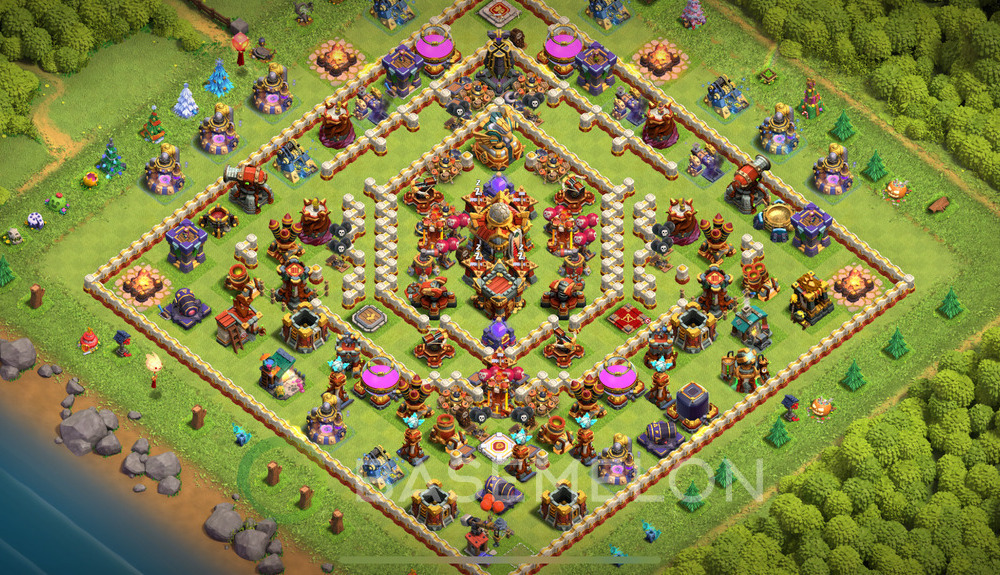 Rathaus Level 16 Verteidigung Base 2025, Anti Air, Layout #1856