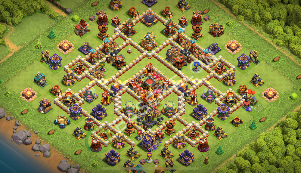 Town Hall Level 16 Trophy/Defense Base Design 2025, Anti 3 Stars, Layout #2148