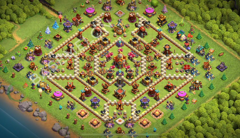 Hôtel de Ville Level 16 Trophées/Défense Base  2025, Anti 3 Étoiles, Anti Aérien, Village #2336