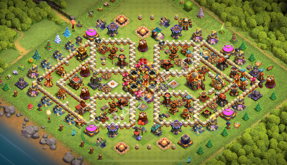 Town Hall Level 16 Trophy/Defense Base Design 2025, Anti 3 Stars, Layout #2400