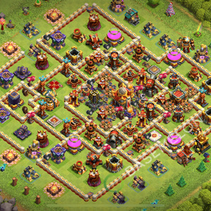 Town Hall Level 16 Trophy/Defense Base Design 2026, Anti 2 Stars, Hybrid, Layout #2448