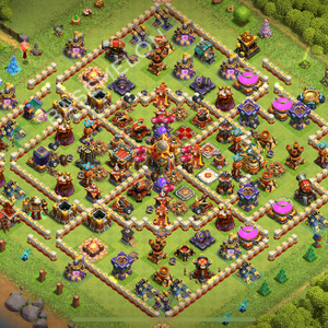 Town Hall Level 16 Trophy/Defense Base Design 2026, Anti 3 Stars, Hybrid, Layout #2484