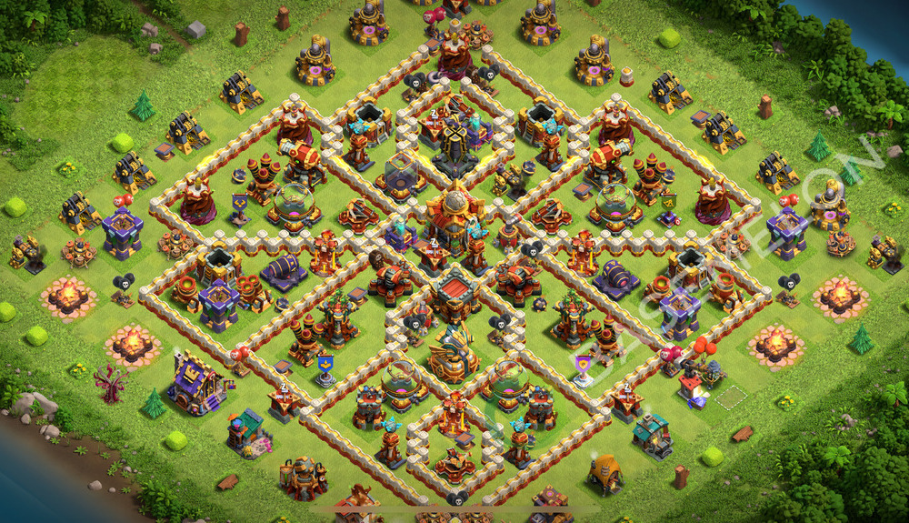 Hôtel de Ville Level 16 Trophées/Défense Base  2026, Anti 2 Étoiles, Hybride, Village #3138