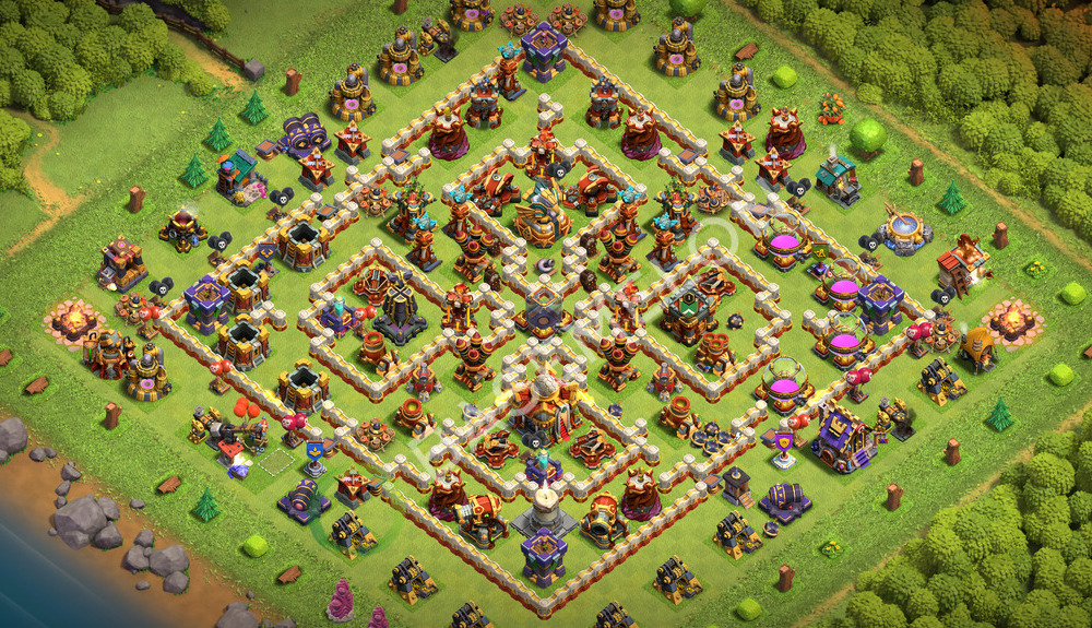 Aldea del Ayuntamiento Nivel 16 para Farming, Anti 3 Estrellas, Híbrido Diseño 2026, #3152