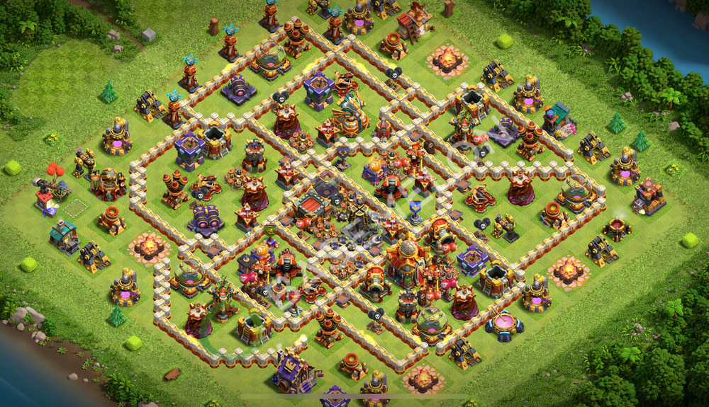 Town Hall Level 16 Trophy/Defense Base Design 2026, Anti 3 Stars, Hybrid, Layout #3305