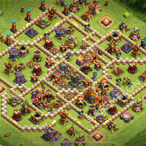 Town Hall Level 16 Trophy/Defense Base Design 2026, Anti 3 Stars, Hybrid, Layout #3305