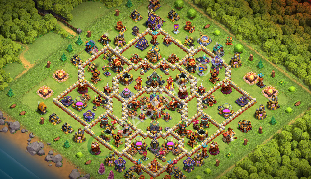 Aldea del Ayuntamiento Nivel 16 para Farming, Anti 3 Estrellas, Híbrido Diseño 2026, #3387