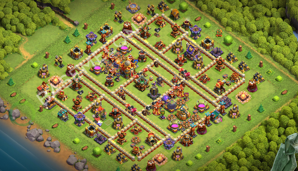 Town Hall Level 16 Trophy/Defense Base Design 2026, Max Levels, Hybrid, Layout #3582