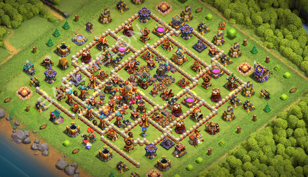 Town Hall Level 16 Trophy/Defense Base Design 2026, Max Levels, Anti Everything, Layout #3697