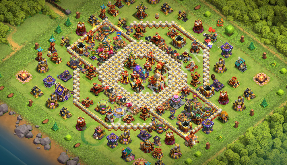 Town Hall Level 16 Trophy/Defense Base Design 2026, Anti 3 Stars, Layout #3789