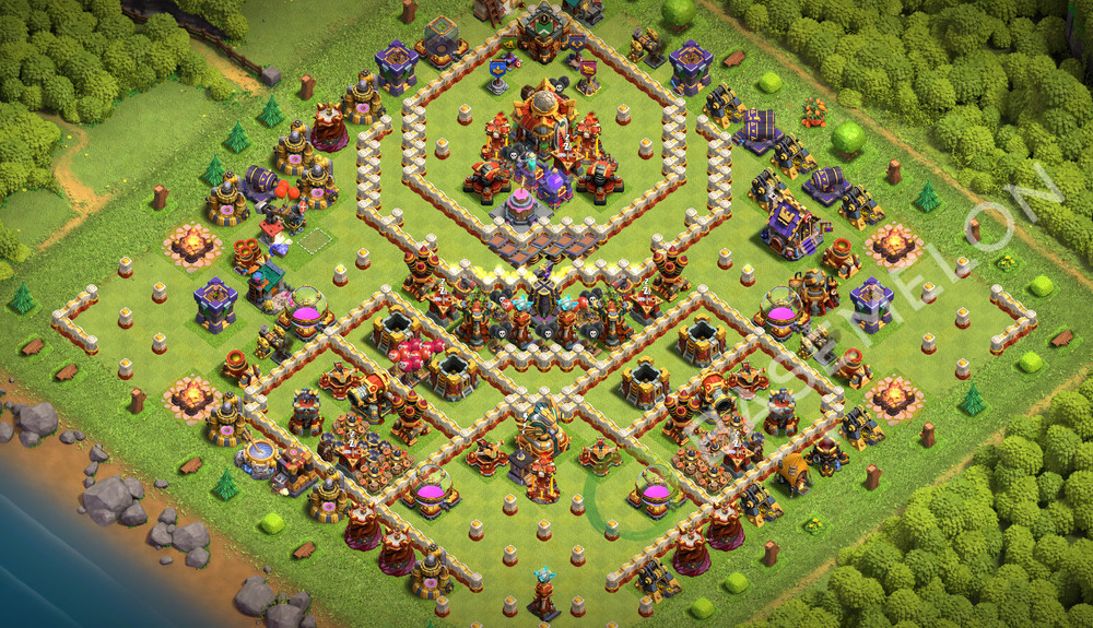 Town Hall Level 16 Trophy/Defense Base Design 2026, Anti 2 Stars, Layout #3817