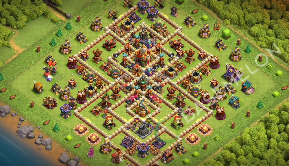 Town Hall Level 16 Trophy/Defense Base Design 2026, Anti 3 Stars, Layout #3869