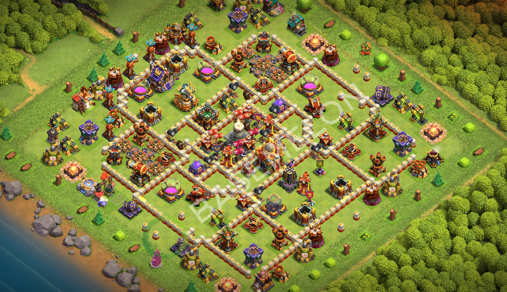Town Hall Level 16 Trophy/Defense Base Design 2026, Anti 3 Stars, Layout #3879