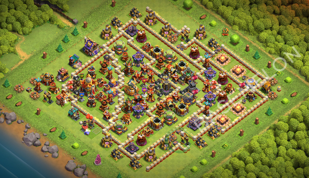 Town Hall Level 16 Trophy/Defense Base Design 2026, Layout #3888