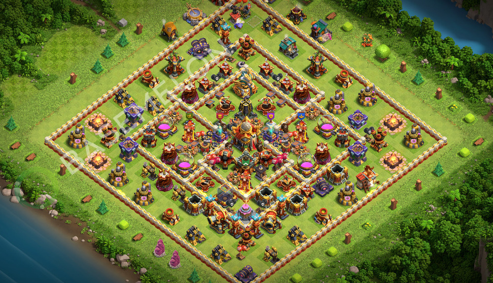 Aldea del Ayuntamiento Nivel 16 para Farming, Anti 3 Estrellas Diseño 2026, #428
