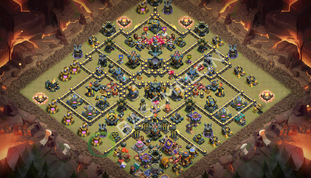 Town Hall Level 17 War Base Design 2026, Anti 3 Stars, Layout #1024
