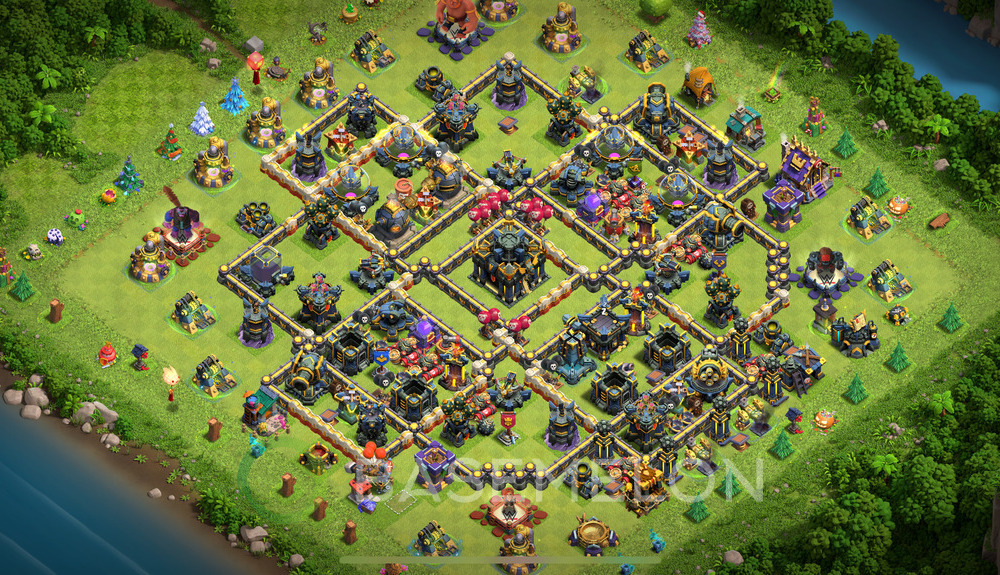 Rathaus Level 17 Verteidigung Base 2025, Anti 3 Sterne, Hybrid, Layout #2004