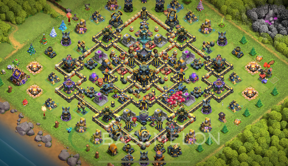Town Hall Level 17 Trophy/Defense Base Design 2025, Anti 2 Stars, Hybrid, Layout #2091