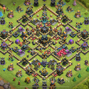 Town Hall Level 17 Trophy/Defense Base Design 2025, Anti 2 Stars, Hybrid, Layout #2091