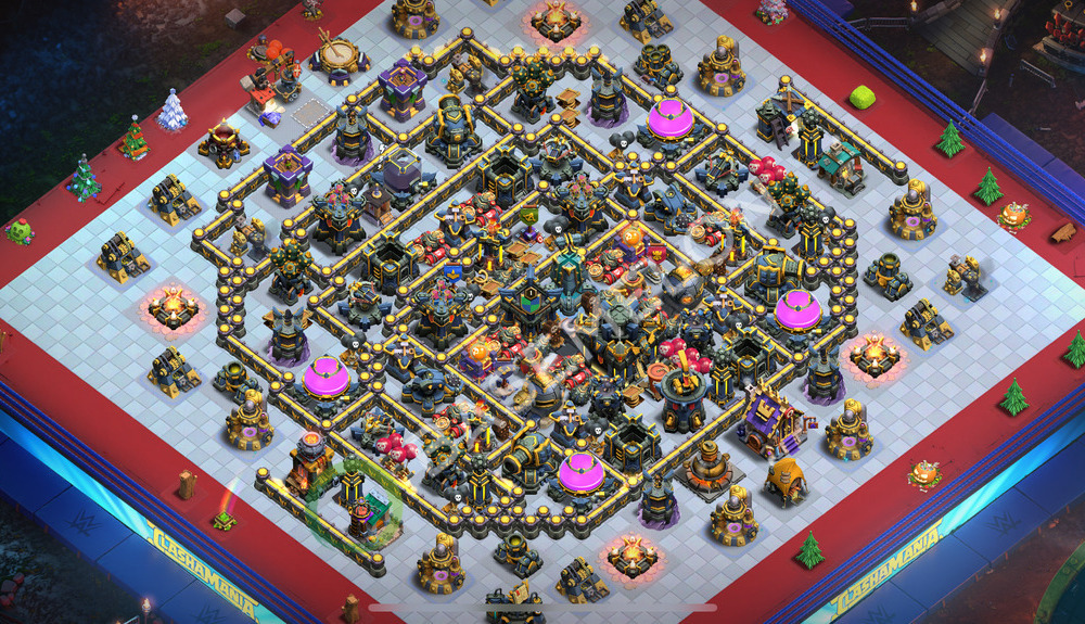 Rathaus Level 17 Verteidigung Base 2025, Anti 3 Sterne, Hybrid, Layout #2255