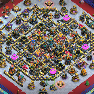 Rathaus Level 17 Verteidigung Base 2025, Anti 3 Sterne, Hybrid, Layout #2255