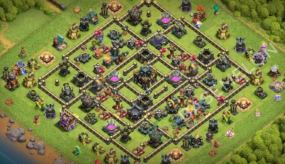 Town Hall Level 17 Trophy/Defense Base Design 2026, Anti 2 Stars, Hybrid, Layout #3585