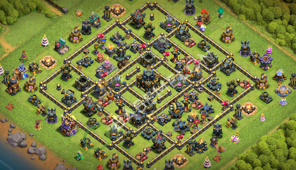 Town Hall Level 17 Trophy/Defense Base Design 2026, Anti 2 Stars, Hybrid, Layout #3585