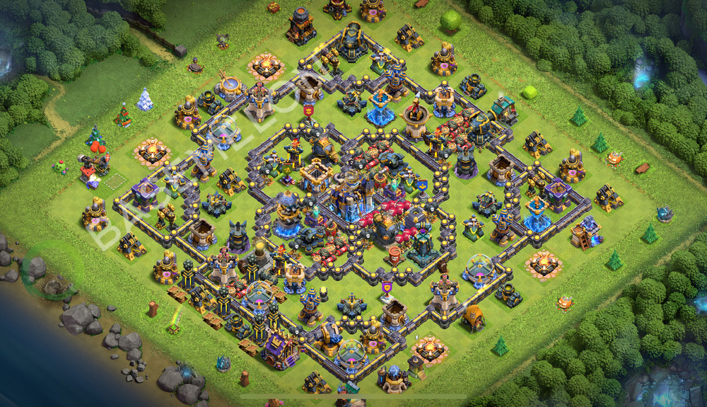 Town Hall Level 18 Trophy/Defense Base Design 2025, Anti 3 Stars, Hybrid, Layout #2214