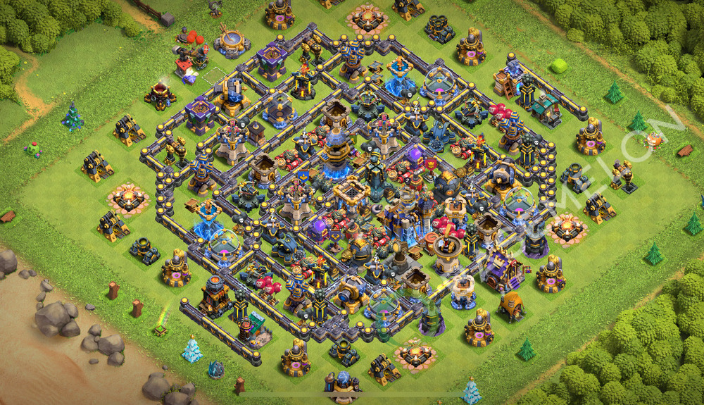 Town Hall Level 18 Trophy/Defense Base Design 2026, Anti 3 Stars, Hybrid, Layout #2589