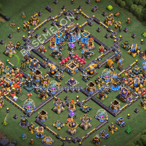 Rathaus Level 18 Verteidigung Base 2026, Anti 3 Sterne, Hybrid, Layout #3644