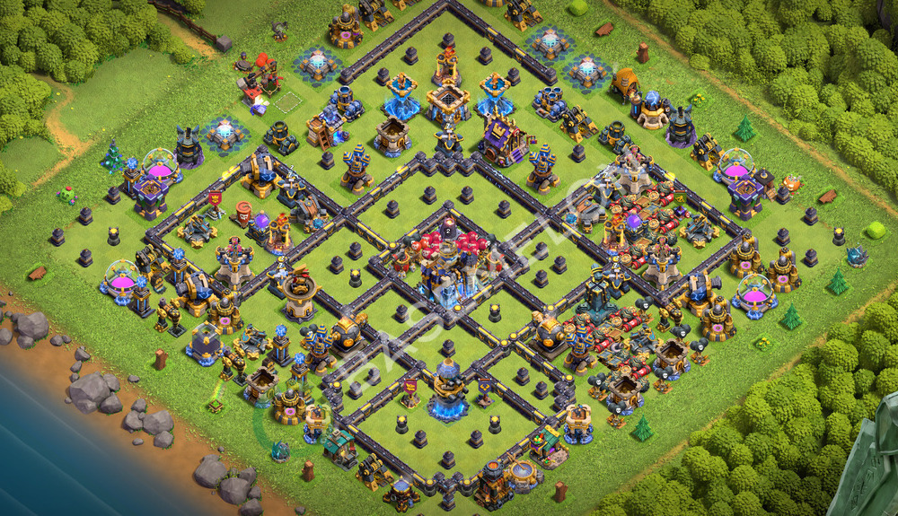 Rathaus Level 18 Verteidigung Base 2026, Anti 2 Sterne, Anti Alles, Layout #3646