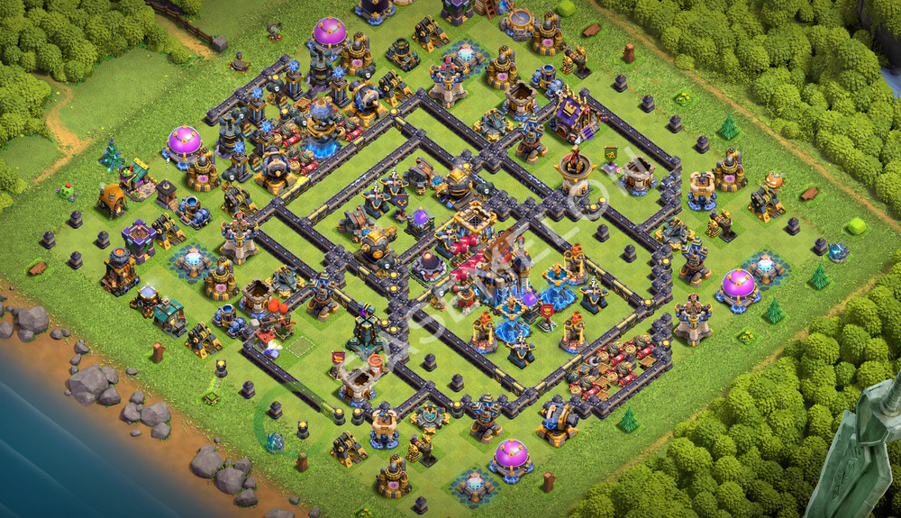 Town Hall Level 18 Trophy/Defense Base Design 2026, Anti 3 Stars, Layout #3668