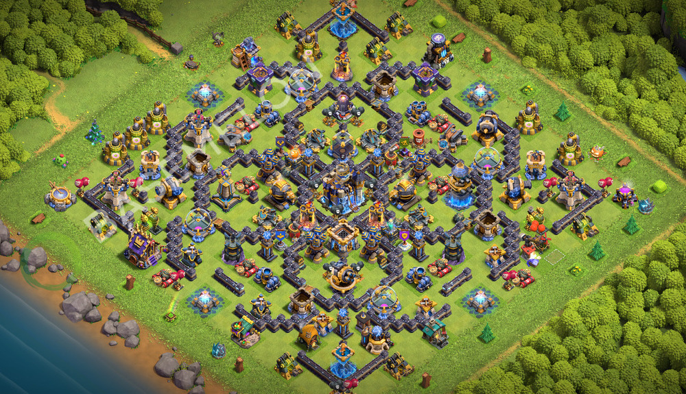 Town Hall Level 18 Trophy/Defense Base Design 2026, Anti 3 Stars, Layout #3704